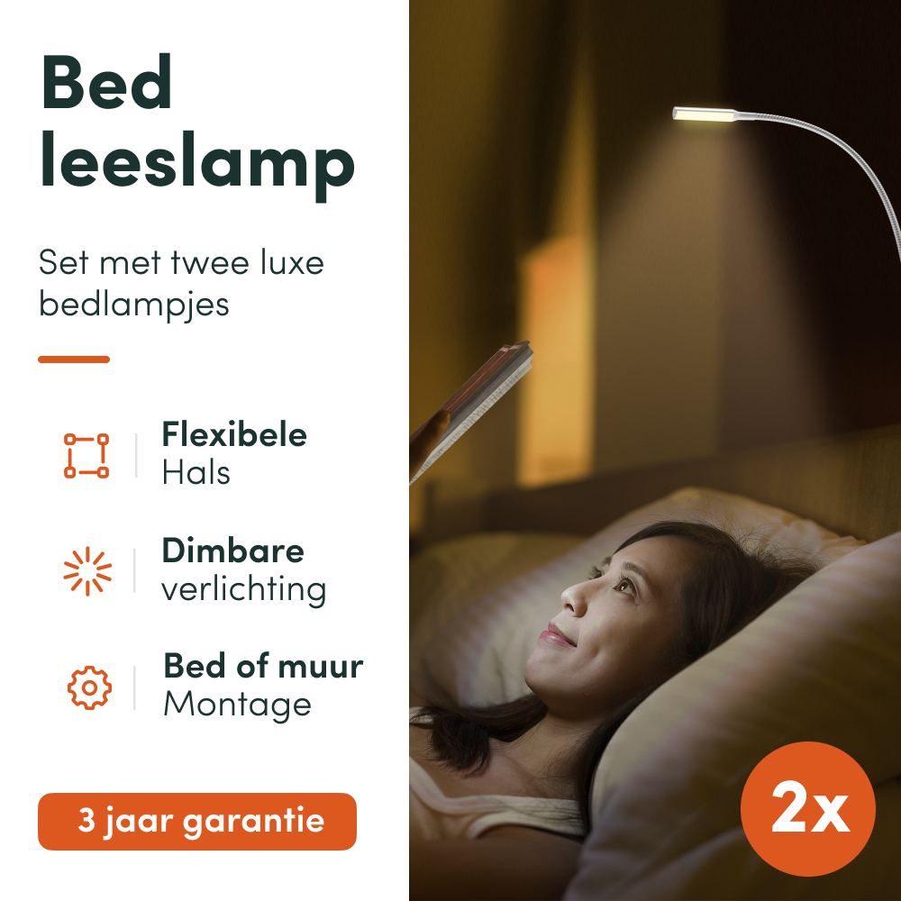 Bed Leeslamp - Hoofdbord montage - Zilver