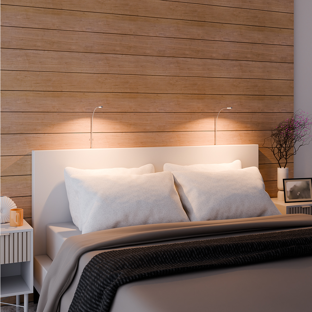 Bed Leeslamp - Hoofdbord montage - Zilver